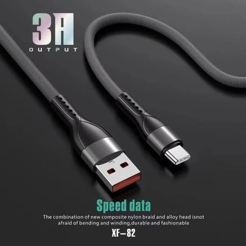 Cable Usb-C Type C Rapide Chargement en Nylon solide Gris 1 Mètre - Photo 3 sur 3