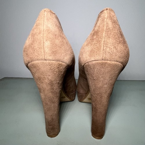 Jessica Simpson Suede Pumps Size 6 Putty Beige Round Toe - Picture 4 of 7