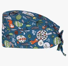 GEYOGA Teal Sloth Scrub Cap Doctor Nurse Bouffant Hat Adjustable Head Cover 