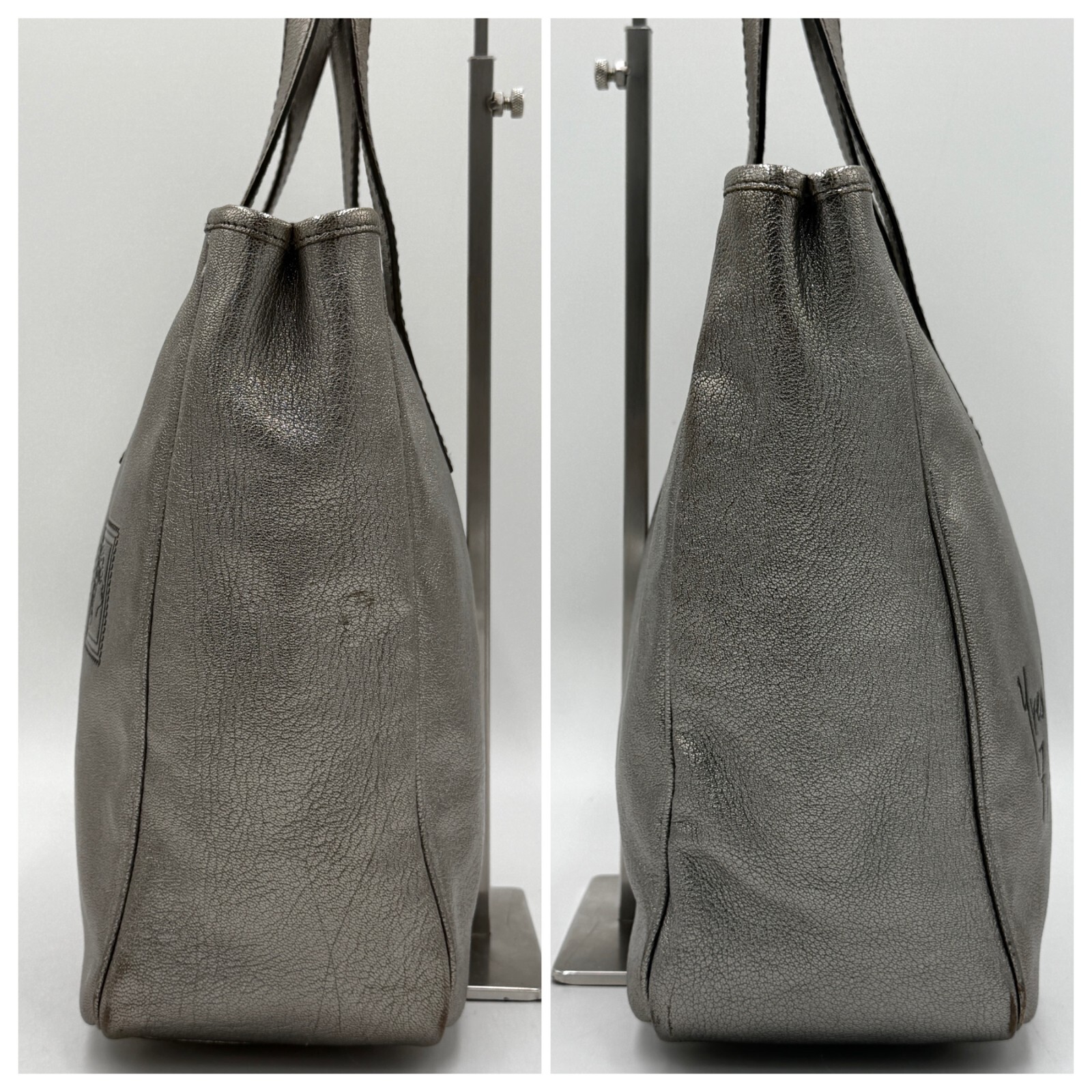 Borsa a mano Yves Saint Laurent Y Mail tote bag pelle champagne oro autentica