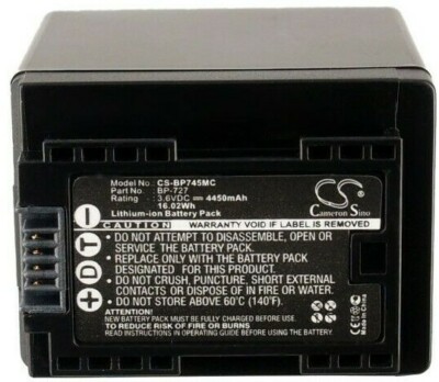 BP-727 4450mAh 3.6V Battery for CANON IXIA HF R306, Legria HF R506