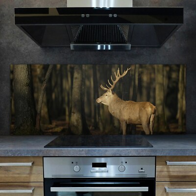Wilde Hirsche im Wald 125x50 Hartglas Küchenrückwand Wandschutz ESG Deko Glas