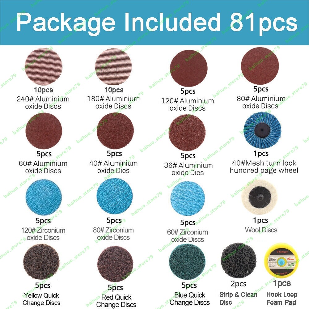 Roll Lock Sanding Discs Surface Conditioning Die Grinder Quick Change Disc 81Pcs