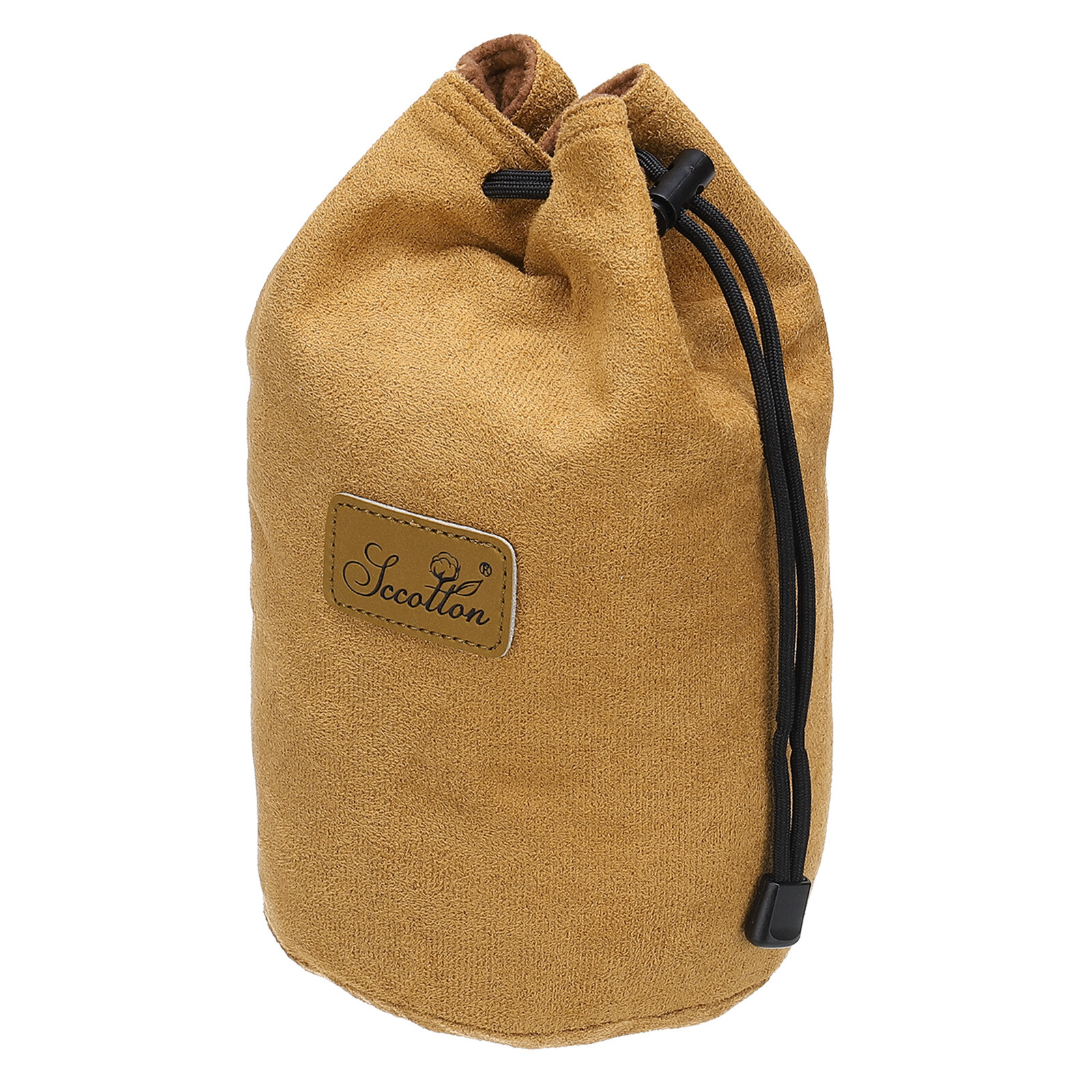 Soft Camera Pouch, M Size Flannel Camera Lens Case, Khaki (Round)