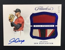 John Duplantier 2019 Panini Flawless Dual Patch Auto Sapphire /15 DIAMONDBACKS