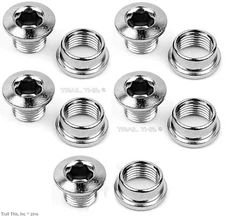 5-Count Set of Origin8 Chrome Single-Speed Fixed Gear BMX Track Chainring Bolts
