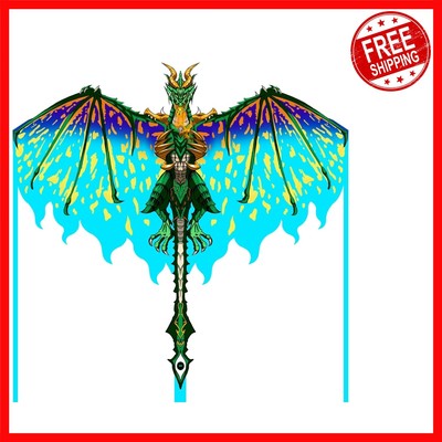 Family-Friendly Green Dragon Kite - Vivid Design 33'' x 51'' Kite for Outdoor Fun