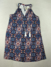 PINK ROSE - WOMEN'S BLUE PRINT SLEEVELESS SHIFT DRESS - SIZE S - NEW