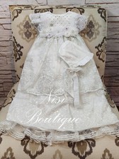 Free Shipping Beautiful White Christening Gown, Baptism Dress Hermoso Vestido