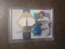 2013 TOPPS TRIBUTE FAMOUS FOUR-BAGGERS EVAN LONGORIA BLUE DUAL RELICS #/50 RAYS