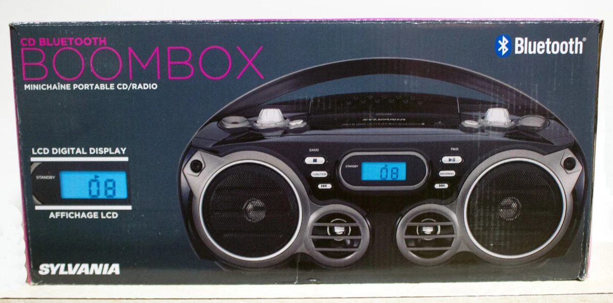 Sylvania Portable Bluetooth CD Radio BoomBox, Black