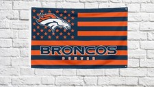 Bandera americana de los fanáticos del fútbol americano de los Denver Broncos de 3x5 pies - Banner de regalo ideal de la NFL