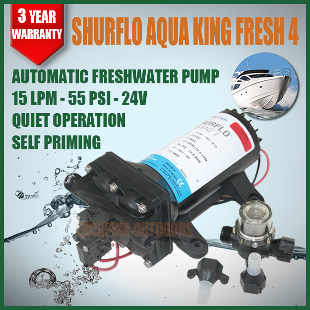 24v SHURFLO Aquaking II Premium Fresh Water Pump Boat Caravan 15 L/min
