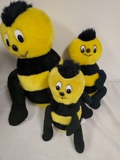 Vintage Brechner Plush Bumble Bees Family 3 9" 12" 16"