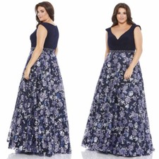 Mac Duggal Embellished Embroidered Ball Gown in Midnight Blue 67764 - Size 16W