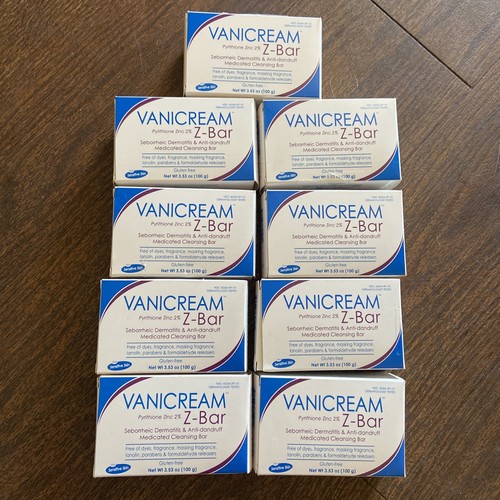 9 Vanicream Z-Bar Pyrithion Zinc 2% Medicated Cleansing Bar 3.53oz EXP 01/24