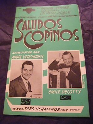 '' Partitur Saludos Copinos Verchuren Decotty Sehr Hermanos Baxter 1963 ''