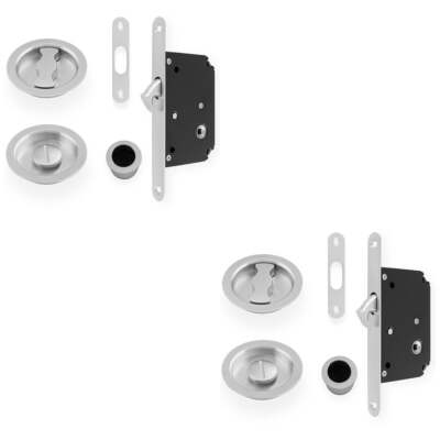 2er-Pack Schiebetasche Türschloss & Riegel Set Satin Chrom abgerundet Fingerziehen