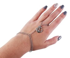 Collana Mano Catena Bracciale Ancora Anello Alla Schiava Argento Vintage Orient