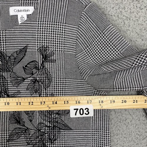 Camicetta Calvin Klein S nera bianca a quadri ricamata floreale 3/4 balze maglia top - Foto 12 di 12