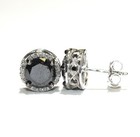 New 925 sterling silver 4ct black white diamond button stud earrings ladies — photo 3
