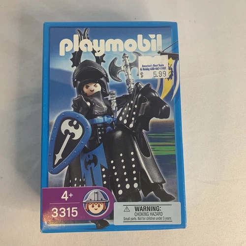 Vintage Playmobil 3315 Black Knight Crusader Armor, Axe, Shield & Horse NEW