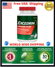 Excedrin Migraine 300 Coated Caplets Headache Pain Reliever WorldWide Ship