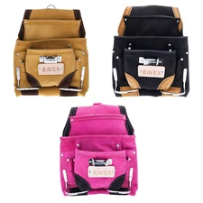 Deluxe Carpenter Tool Belt Pouch Heavy Duty Suede Leather Fits Hammer And Nails