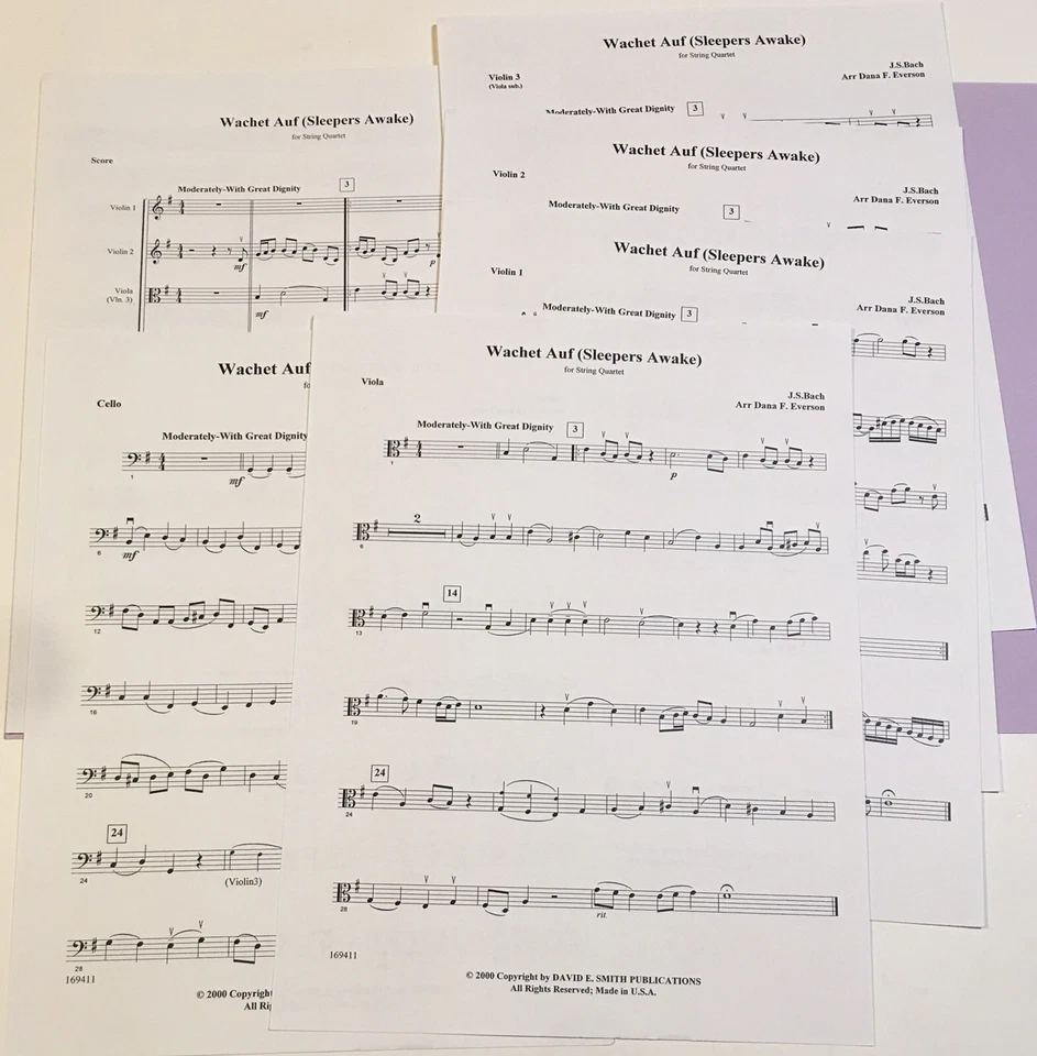 Sacred Instrumental Sheet Music Wachet Auf Sleepers Awake David E. Smith Strings - Image 2 of 3