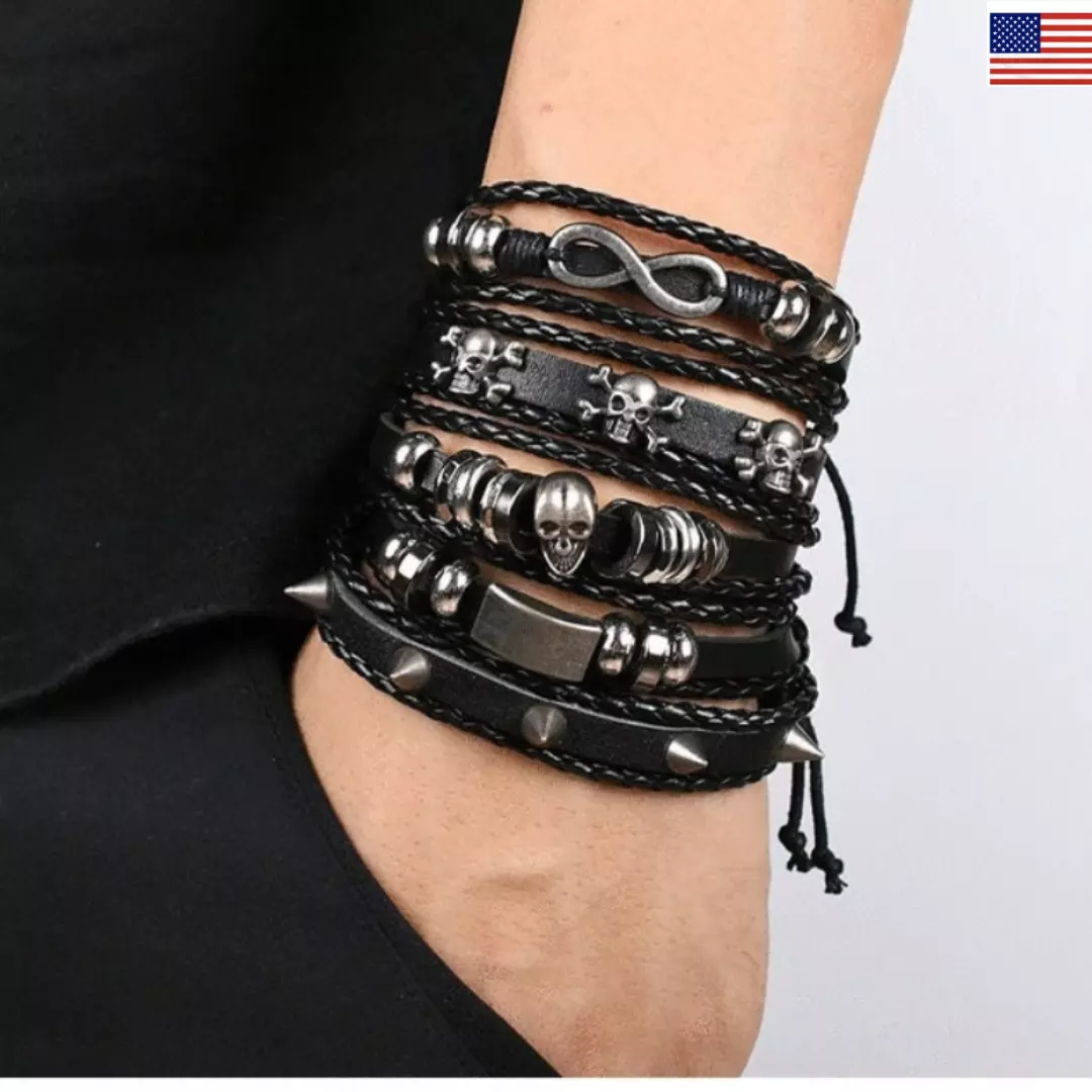 Gothic Stackable Bracelet Black Punk Anime Christmas Gift USA Emo Grunge Y2k