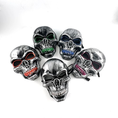 Halloween Skull Skeleton Head Headwear Horror Party Mask Light Up Glowing Purge - Picture 11 of 65