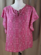 Counterparts Large Pink Multi Tie Front Lightweight Top
