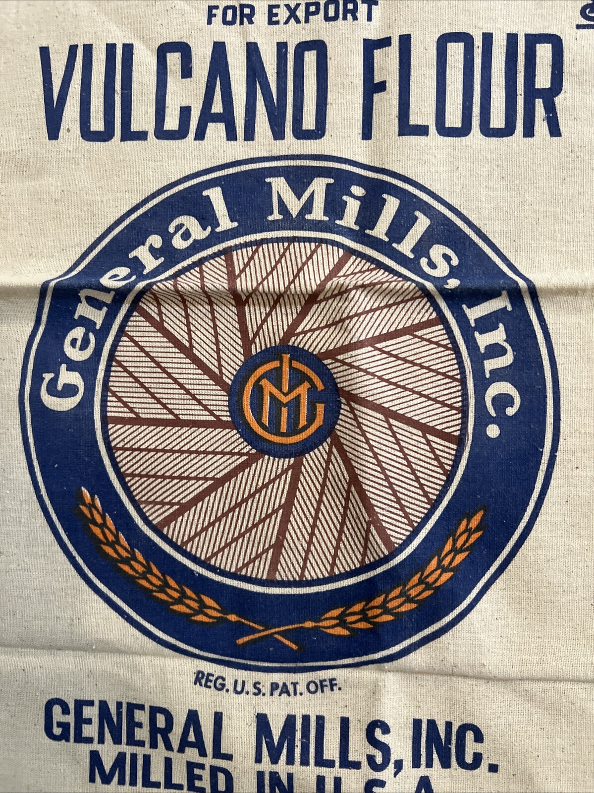 Rare VTG  General Mills 100lb Cloth Flour Sack Unwashed NOS