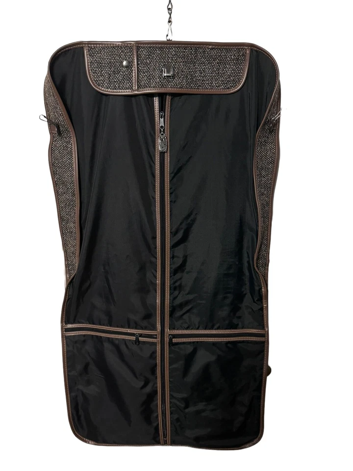 Diane Von Furstenberg Tweed leather Trim Hanging Garment Bag Luggage - Image 2 of 4