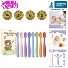 8 Pcs Silicone Baby Spoons Infant Utensils for First Stage Feeding Soft Chewab