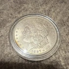 1887 Morgan Silver Dollar $1 US Coin Uncertified in Plastic Capsule Holder