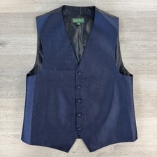 Lauren Ralph Lauren Vest Mens Medium Navy Blue Pinstripe Geometric Formal Tuxedo