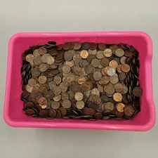 5,000+ Circulated 95% COPPER U.S. PENNIES (Some Wheats) 34+ LB Bulk Bullion Lot 