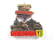 Dresden Magnet Metall Souvenir Germany Wegweiser Frauenkirche Canaletto (redbro)