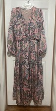 Boden Women's Pippa Satin Maxi Dress ‘Pink Opulent Paisley’ Print Size 16-18R