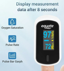 NEW Never Used Equate Pulse Oximeter, Case, Lanyard and Instructions