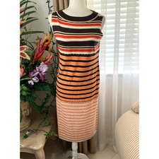 NWT MARNI Uniqlo Merino Wool Blend Striped Sleeveless Knitted Dress Dark Brown S