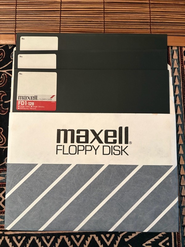 3 Maxell FD1-128 Floppy Disks