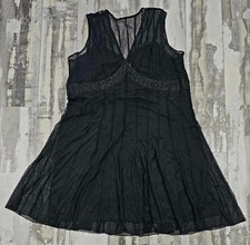 Lane Bryant Black Chiffon Beaded Illusion Midi Cocktail Dress Size 28