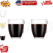 Set of 2 Clear 12oz Tempered Glass Bistro Mugs - Safe for Microwave & Freezer