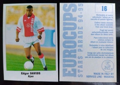 RARE ROOKIE Edgar DAVIDS SERVICE LINE wie PANINI EUROCUPS 94 95 STARS Ajax #16