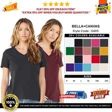 Bella + Canvas 6405 Womens Short Sleeve Relaxed Jersey V-Neck Casual Fit T-Shirt