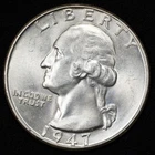 1947-P Washington Silver Quarter Uncirculated BU