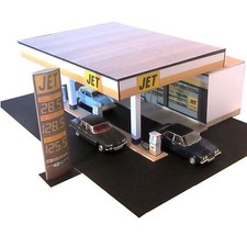 Kingsway, 0 gauge, 1:43 scale, Jet garage ,Petrol station on base, ready-made.