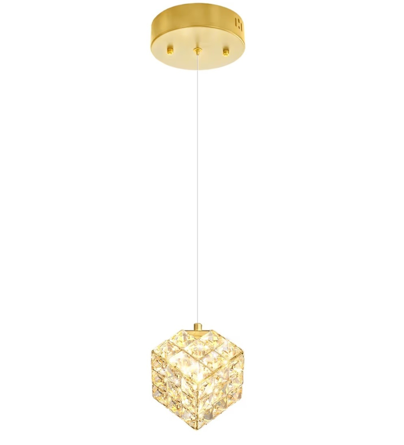 1-Light Modern Gold Pendant Light Fixtures Kitchen Island Crystal Chandelier
